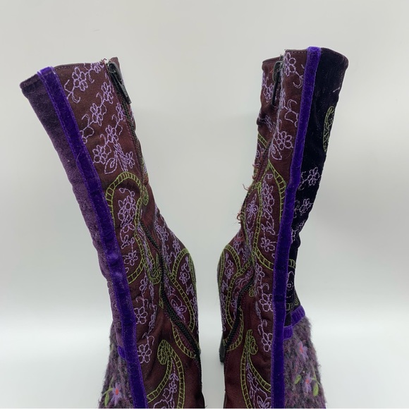 COPY - VINTAGE Boho Floral Embroidered Velvet Heeled Midi Boot By Kenneth Cole … - Picture 6 of 15